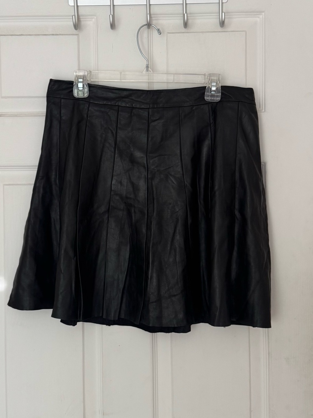 Halogen Genuine Leather Pleated Skater Skirt
